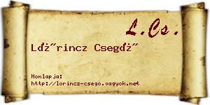 Lőrincz Csegő névjegykártya